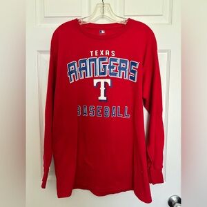 Size large MLB long sleeve Texas Rangers baseball tshirt.